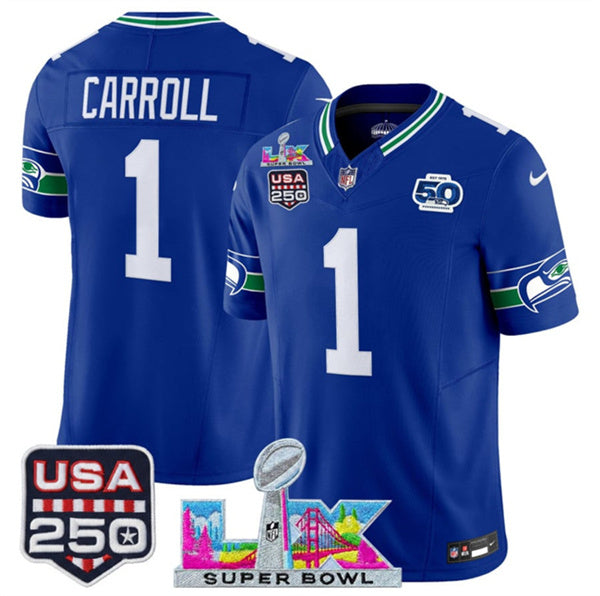 Pete Carroll Seattle Seahawks royal Vapor jersey