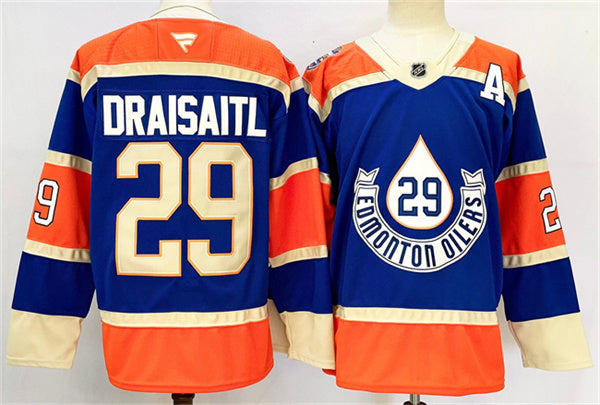 Leon Draisaitl Edmonton Oilers royal Heritage jersey