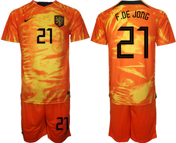 F. De Jong Netherlands National Team orange Home jersey