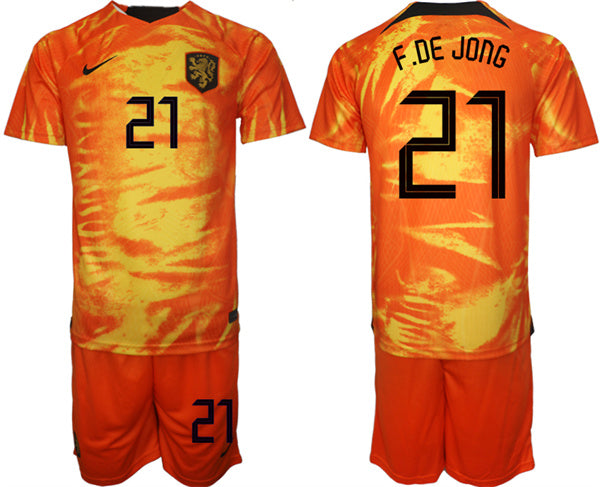F. De Jong Netherlands National Team orange Home jersey