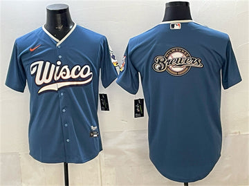 Team Big Logo Mineral Milwaukee Brewers blue City Connect jersey