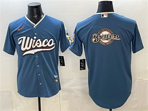 Team Big Logo Mineral Milwaukee Brewers blue City Connect jersey