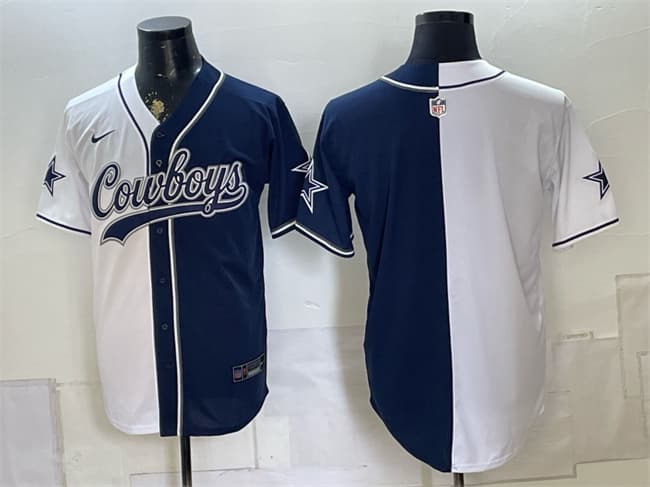 Blank White Dallas Cowboys navy Split jersey