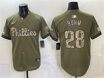 Alec Bohm Philadelphia Phillies olive jersey