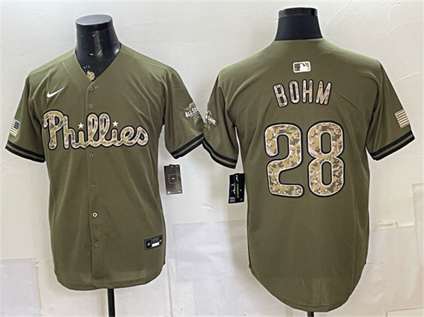 Alec Bohm Philadelphia Phillies olive jersey