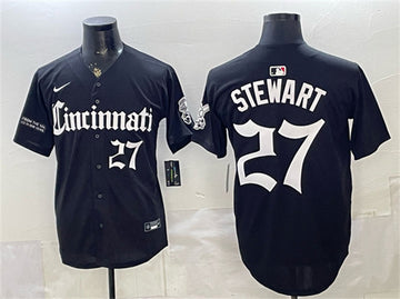 Sal Stewart Cincinnati Reds black City Edition jersey