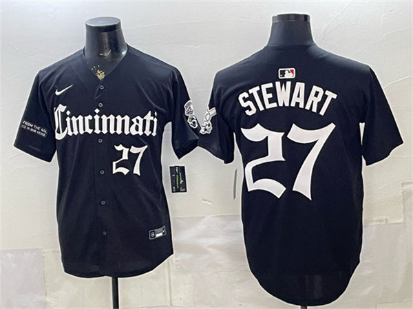 Sal Stewart Cincinnati Reds black City Edition jersey