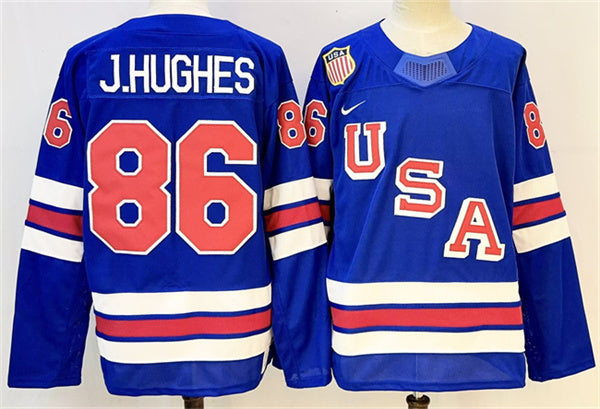Jack Hughes Team USA Hockey royal jersey