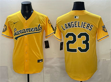 Shea Langeliers Oakland Athletics yellow Vapor jersey