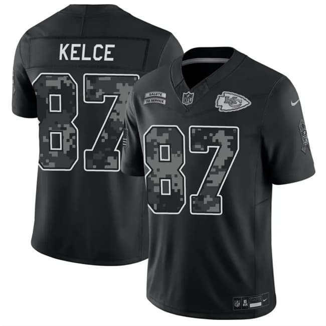 Travis Kelce Kansas City Chiefs black Salute To Service jersey