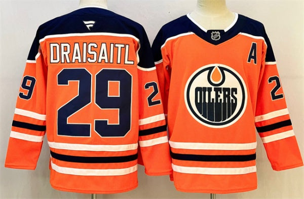 Leon Draisaitl Edmonton Oilers orange jersey