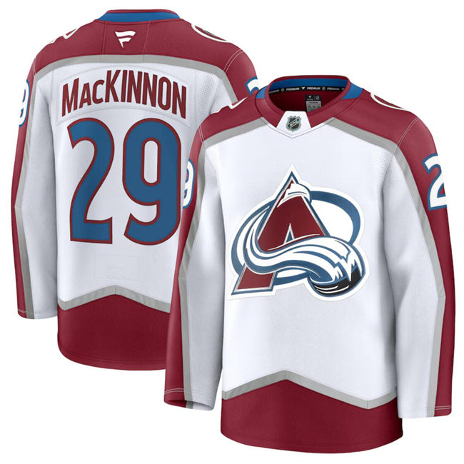 Nathan MacKinnon Colorado Avalanche white Away jersey