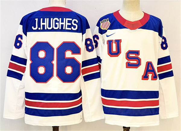 Jack Hughes Team USA Hockey white jersey