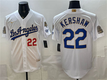 Clayton Kershaw Los Angeles Dodgers white Gold Collection jersey