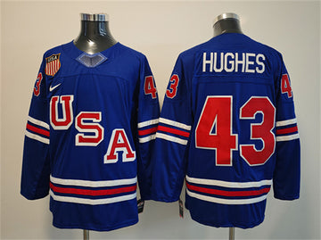 Quinn Hughes Team USA Hockey royal jersey