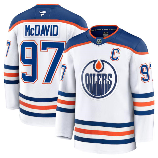 Connor McDavid Edmonton Oilers white Away jersey
