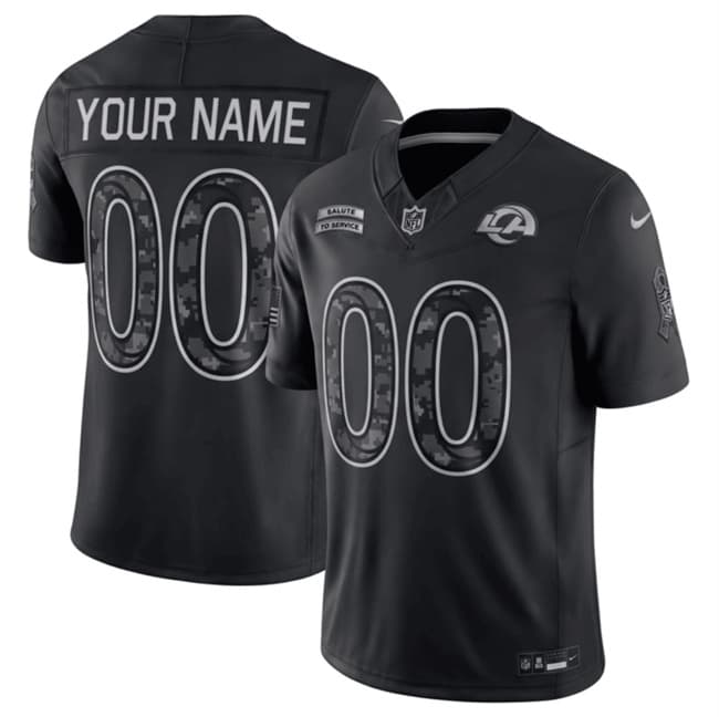 Custom Los Angeles Rams black Salute To Service jersey