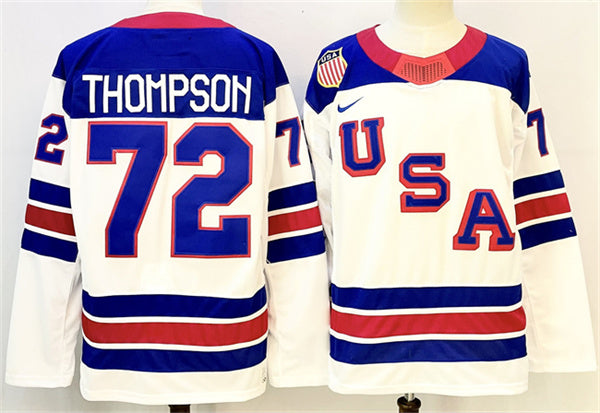 Tage Thompson Team USA Hockey white jersey