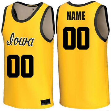 Custom Iowa Hawkeyes gold jersey