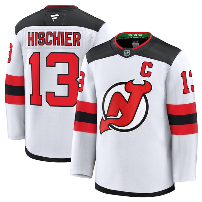 Nico Hischier New Jersey Devils white Away jersey