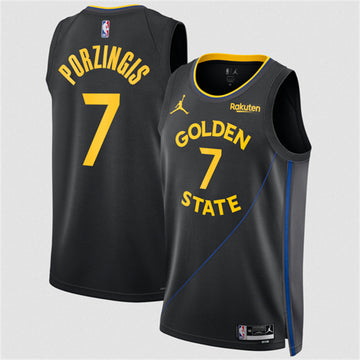 Kristaps Porzingis Golden State Warriors black jersey