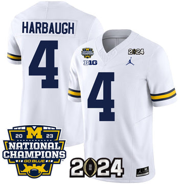 Jim Harbaugh Michigan Wolverines white jersey