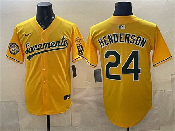 Rickey Henderson Oakland Athletics yellow Vapor jersey