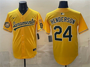 Rickey Henderson Oakland Athletics yellow Vapor jersey