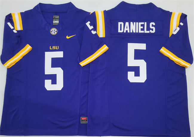 Jayden Daniels LSU Tigers purple jersey