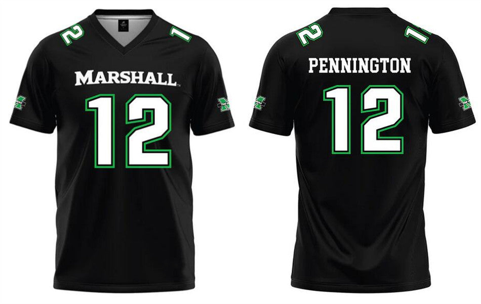 Custom Marshall Thundering Herd black jersey