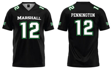 Custom Marshall Thundering Herd black jersey