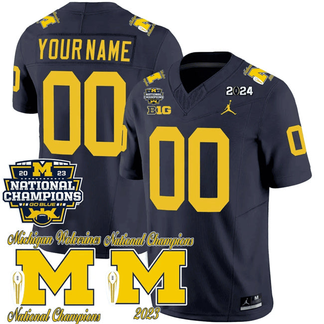 Custom Michigan Wolverines navy Vapor jersey