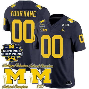 Custom Michigan Wolverines navy Vapor jersey