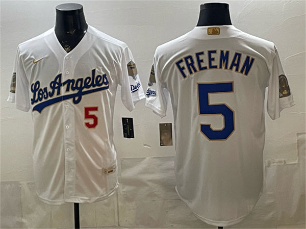 Freddie Freeman Los Angeles Dodgers white Gold Collection jersey