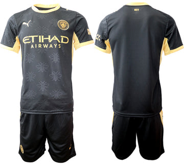 Custom Manchester City black Away jersey