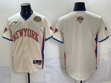 Custom New York Knicks cream jersey