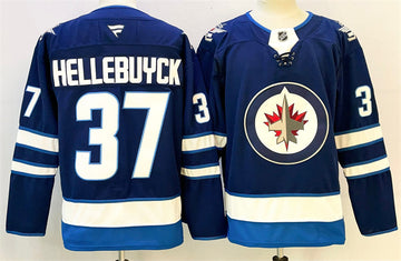 Connor Hellebuyck Winnipeg Jets navy Home jersey