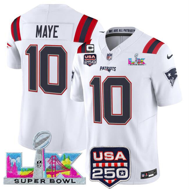 Drake Maye New England Patriots white Vapor jersey