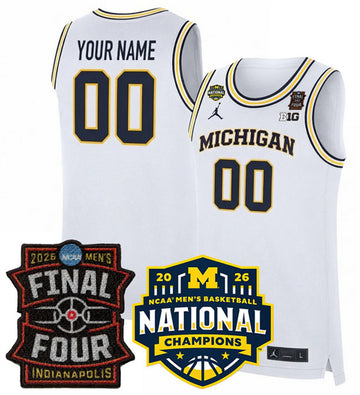 Custom Michigan Wolverines white jersey