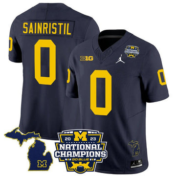 Mike Sainristil Michigan Wolverines navy Vapor jersey