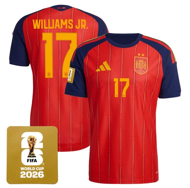 Nico Williams Jr Spain National Team red Home jersey
