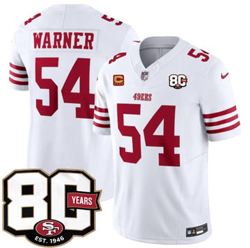 Fred Warner San Francisco 49ers white Vapor jersey