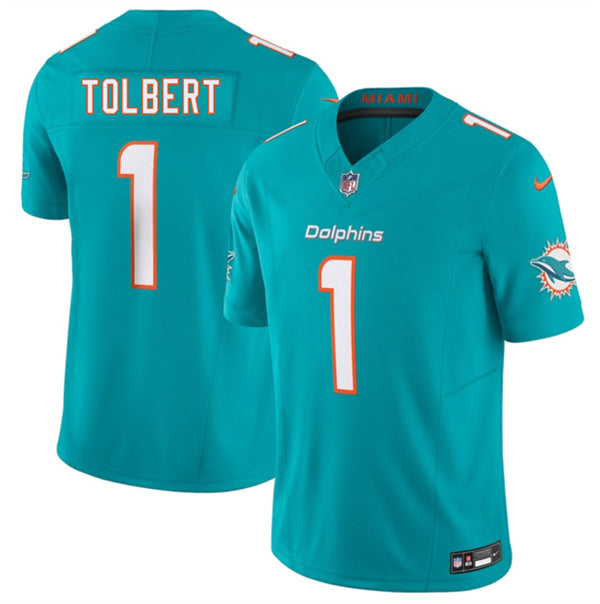 Jalen Tolbert Miami Dolphins aqua Vapor jersey