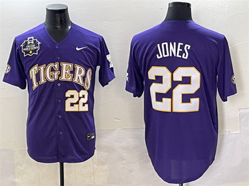 Jared Jones LSU Tigers purple jersey