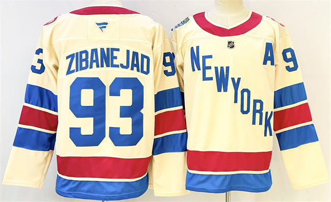 Mika Zibanejad New York Rangers beige Winter Classic jersey