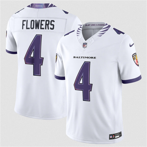 Zay Flowers Baltimore Ravens white Vapor jersey
