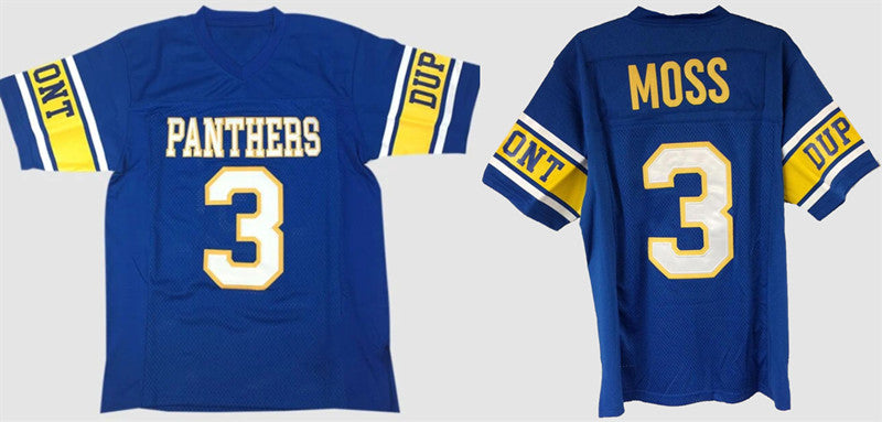 Randy Moss DuPont Panthers blue jersey