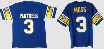 Randy Moss DuPont Panthers blue jersey