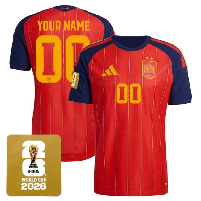 Custom Spain National Team red Home jersey