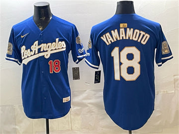 Yoshinobu Yamamoto Los Angeles Dodgers royal Gold Collection jersey